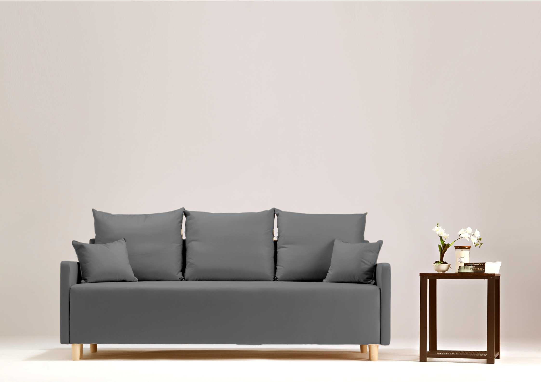 Grafitowa skandynawska sofa rozkładana